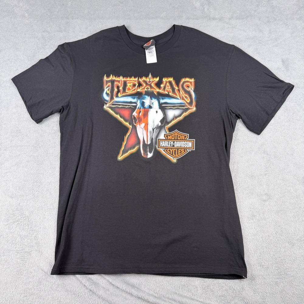 Harley-Davidson Texas Longhorn Skull Alamo City San Antonio T-Shirt Black XL